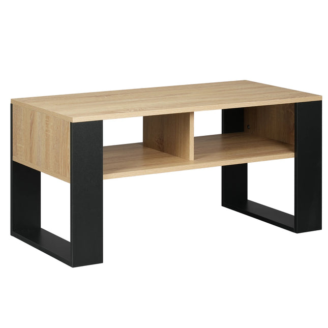 WOLTU Tea Coffee Table with Storage 2 Open Compartments Side Table Vintage Industrial Style Sofa Table for Living Room Bedroom