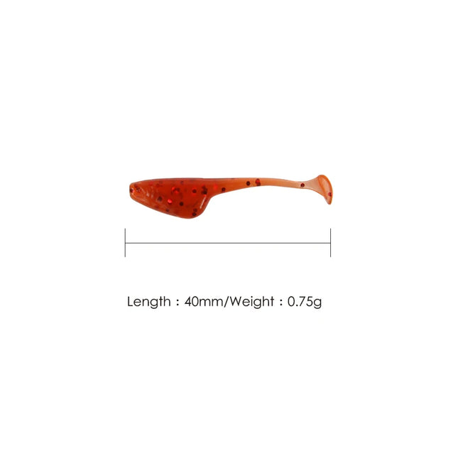 LETOYO 20pcs/bag 40mm 0.75g Soft Baits Mini Silicone Fishing Lure Easy to Shine T Tail Shad Artificial Soft Lure
