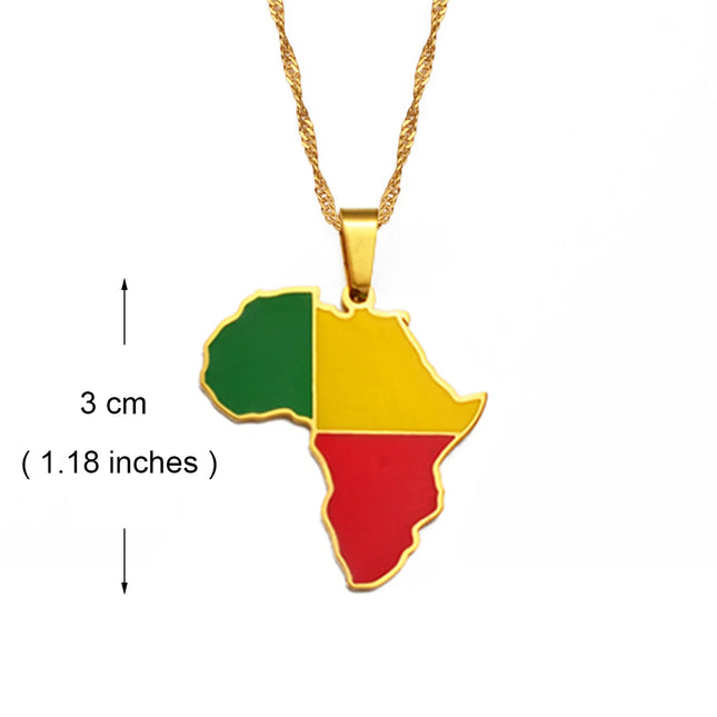 Anniyo 3CM Hip-hop Africa Map Pendant Necklace Jewelry Eritrea,Gambia,Guinea,Congo,Tunisia,Benin,Libay,Namibia,Chad,Botswana