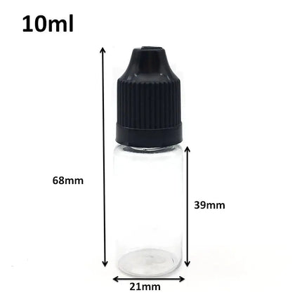 100pcs Empty 10ML Clear Plastic Needle Bottles With Childproof Cap And Long Thin Tip PET Dropper Vail Liquid Container