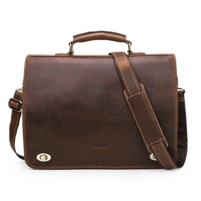 CONTACT'S Business Men Briefcase Crazy Horse Leather Shoulder Messenger Bags Luxury Brand Latop Bag for 15.6 inch Tote Handbags