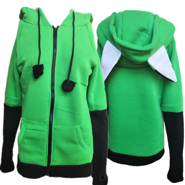 Animal Fox Ears Cosplay Costume Hooded Jacket Warm Orange Sweatshirt Cosplay Unisex Hoodie