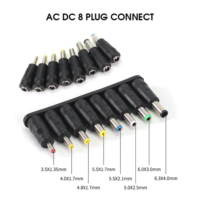 Power Supply Adapter Charger DC 5V 6V 9V 12V 2A, AC 110V 220V AC DC Power Adapter DC Plug Converter EU US with 8pcs Connect Plug