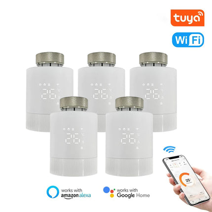 RKHK Tuya WiFi Smart Thermostat,TRV Thermostatic Radiator Valve Actuator Temperature Controller for Alexa,Google Home and Alice