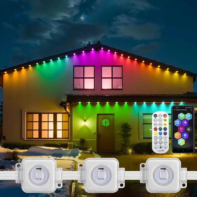 300FT 180LED Permanent Outdoor Eaves LED Lights Waterproof RGB String Lights DIY Scene Christmas Birthday Holiday Party Lighting