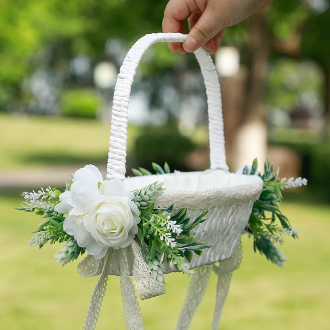 Wedding Decoration Bridesmaid Carrying Basket Wedding Flower Child Scattering Flower Basket Petal Blue Baby Shower Decorations