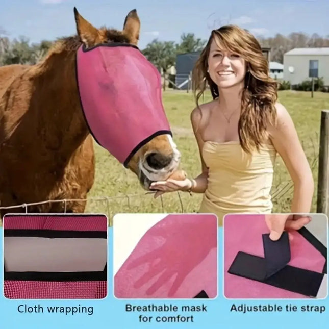 Anti Mosquito Horse Anti Fly Mesh Mask Adjustable Stretchy Horse Eye Shield Knitted Breathable Horse Fly Protective Cover