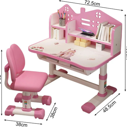 Standing Desk, Desk Chair Set, Widened Desktop Multi Separation Cartoon Pattern Desk Chair Set Kids Adjustable Height Study Tabl