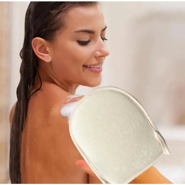 1pc Soft Natural Loofah Glove Double-sided Body Scrub Sponge Pad Shower Body Scrubber Mitt for Shower Spa Skin Clean Bath Gloves