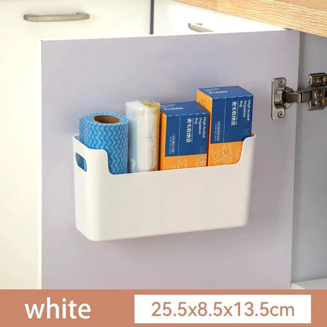Kitchen Organizer Wall-mounted Kitchen Storage Organization Plastic Storage Rack Punch-Free Dish Drying Rack Accessories Shelf