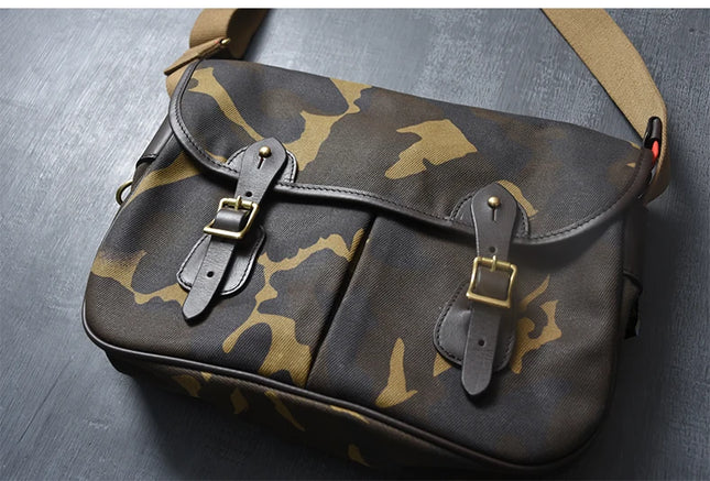 Tailor Brando Waxed Canvas Shoulder Crossbody Bag Size 38*28*10cm Business Camouflage Trend Retro Water-repellent Briefcase
