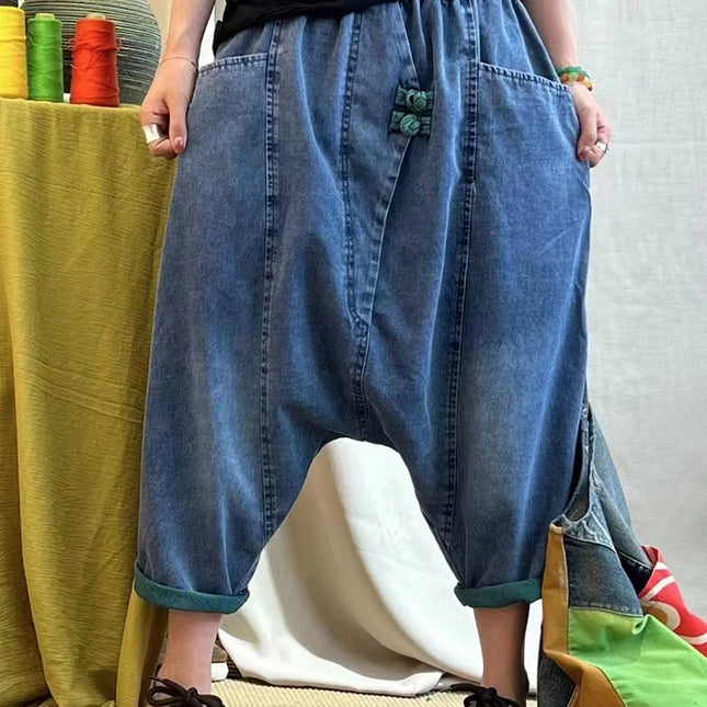 Max LuLu Design 2024 Spring Korean Loose Cross Pants Women Casual Harajuku Jeans Ladies Classic Oversized Vintage Denim Trousers
