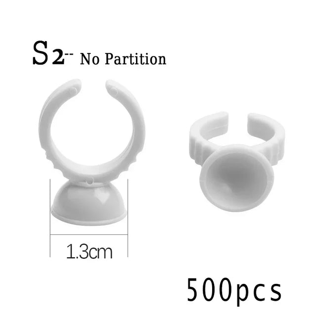 500Pcs Disposable Eyelash Extension Pink Glue Rings Holder Pallet Container Wholesale Lashes Accessories Ring Cup Tattoo Pigmen