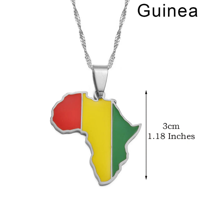 Anniyo 3CM Hip-hop Africa Map Pendant Necklace Jewelry Eritrea,Gambia,Guinea,Congo,Tunisia,Benin,Libay,Namibia,Chad,Botswana