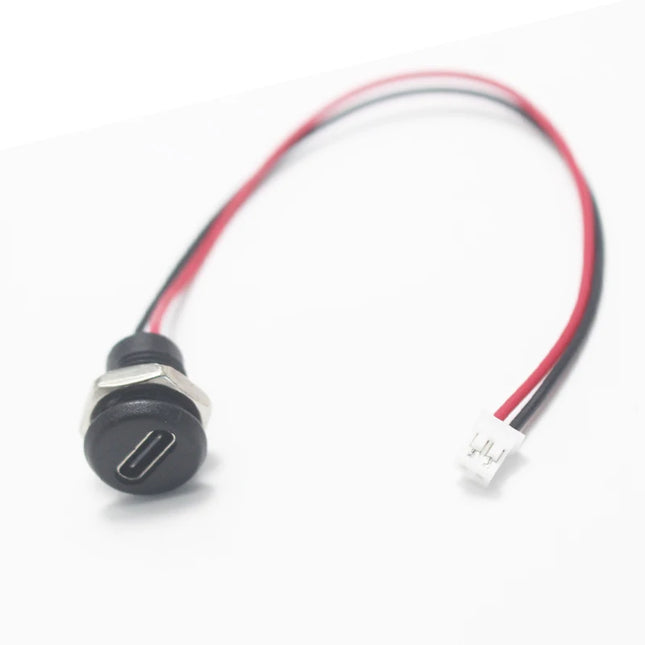 USB-C high current charging socket with M11 nut snap lock plate USB C TYPE-C female type C waterproof female connector Jack