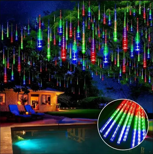 Meteor Shower Rain Lights LED Waterproof Light String Starry Sky Street Christmas Courtyard Garden Hanging Tree Decoration Light