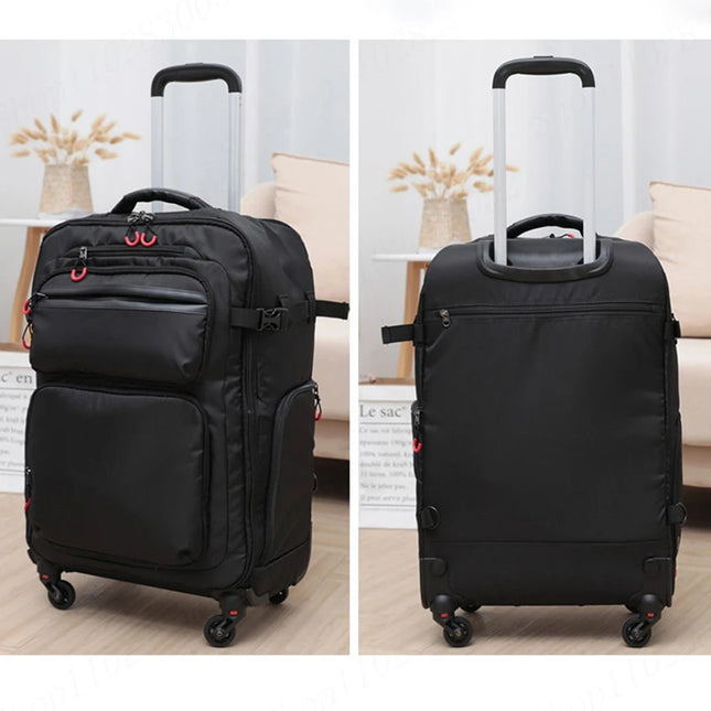 Wheeled Backpack Black Suitcase Oxford Trolley Bag Lightweight Luggage Cabin Male 18" 20" 24" Backpacks Waterproof Travel Bags