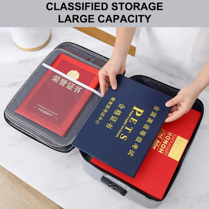 Fireproof Document Password Bag Travel Waterproof File Money Storage Safe Papers Zipper Safety Organizer Multi-Layer Card Case