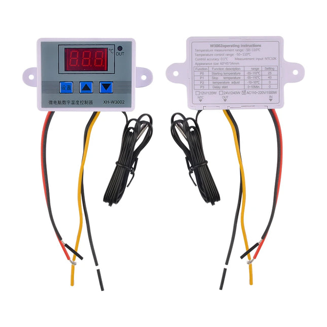 DM-W3002 XH-W3002 Digital LED Temperature Controller DC 12V 24V AC 110V-220V 10A Thermostat Control Switch With Probe Sensor