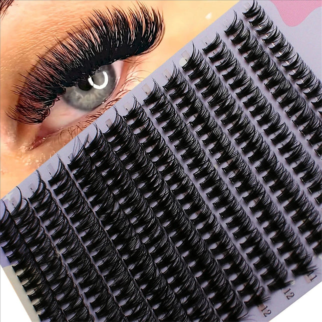 MJ 14 Rows 280 Clusters 40D Mix 9-16mm Cluster Lashes Extension Natural Thick Fake Eyelash 3D Strip Individual Lashes