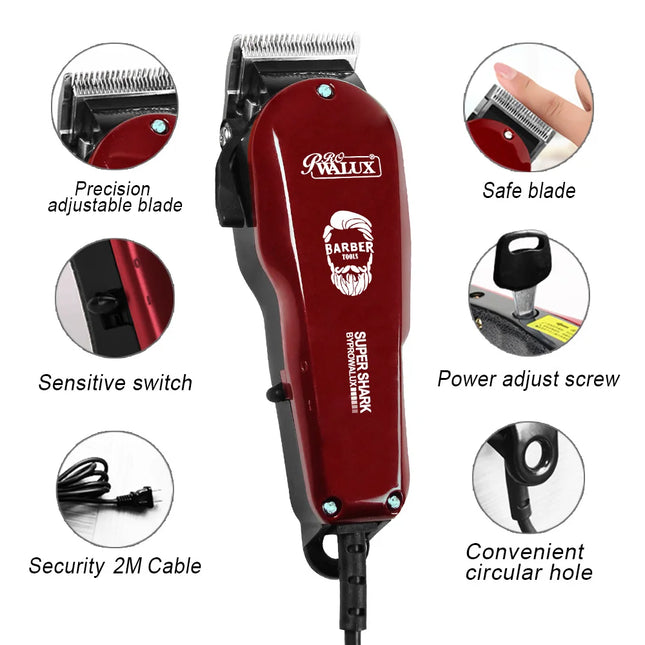 WALUX Men's Hair Clipper With Thread AC220-240V Powerful Hair Trimmer 10W Home Man Hair Trimmer 2M Cable Hair Cutting Machine