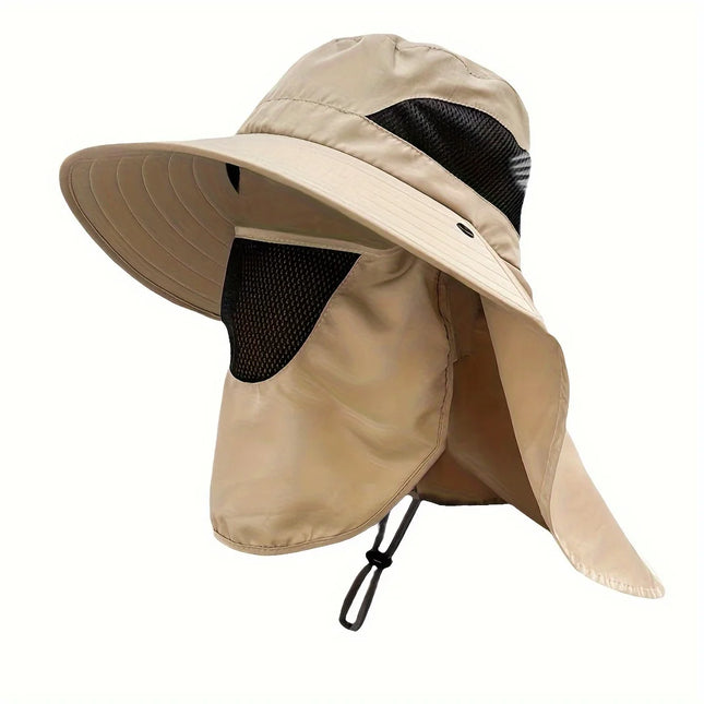 Outdoor Hunting Fishing Cap Breathable Sun Wide Brim UV Protection Fisherman Hat Hiking Fishing Visor Hat with Removable Mask