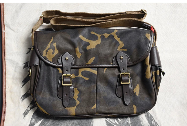 Tailor Brando Waxed Canvas Shoulder Crossbody Bag Size 38*28*10cm Business Camouflage Trend Retro Water-repellent Briefcase