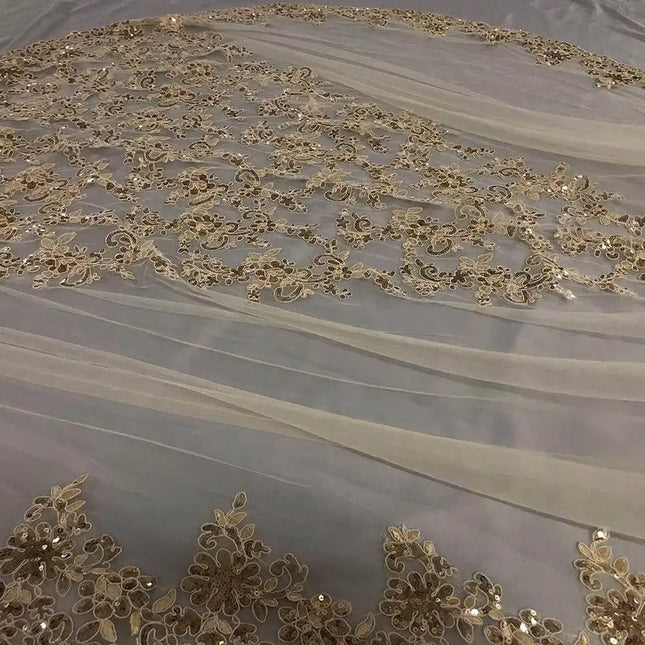 Glitter Wedding Veil Sequin Appliques Cathedral Length One Layer Bridal Veils Applique Edge For Bride Velo De Cabeza Custom Made
