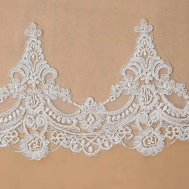Hot Sale Elegant Flower Lace Edged Appliques Veil with Comb 1 Tier Veil 3mx1.5m Long Cathedral Length Weding Bride Accessories