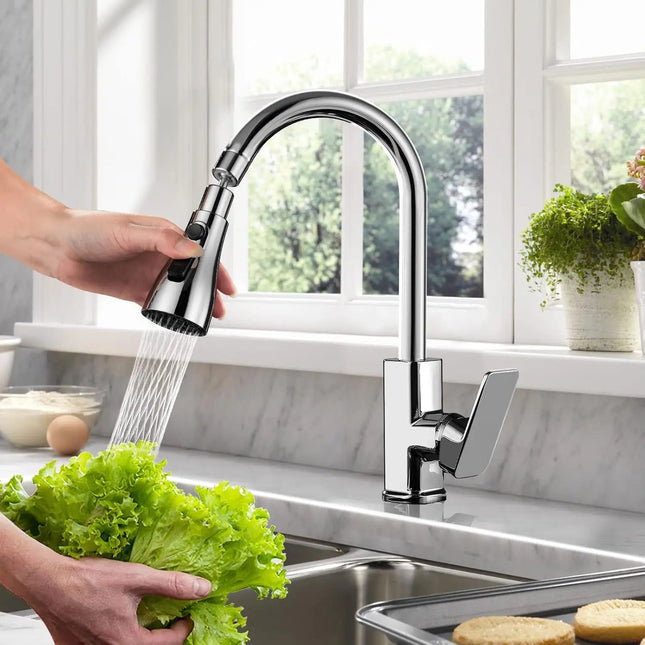 Kitchen 3 Features 360° Adjustable Faucet Extender, Kitchen Faucet Spray Head and Rotary Nozzle Connector Universal Faucet
