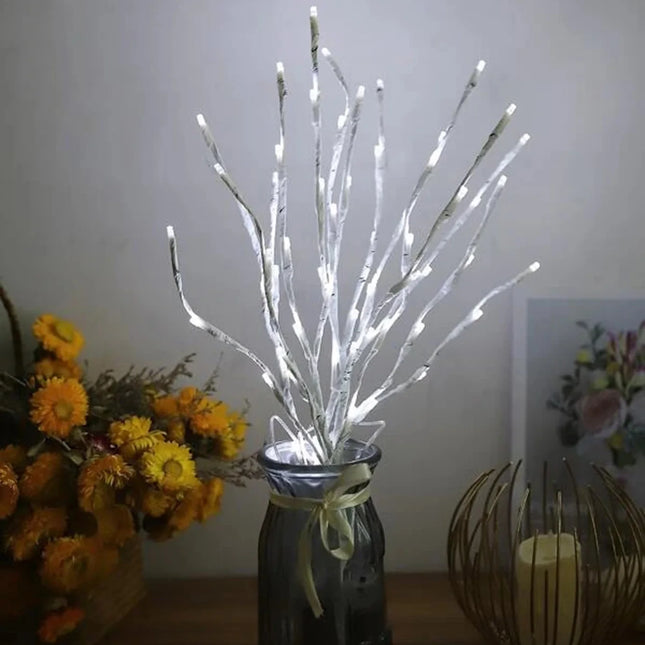 1 PC White Birch Branch Lights Battery Operated 20 LED Fairy Lights Willow Branches for Home Bedroom Inside Outdoor Decoration