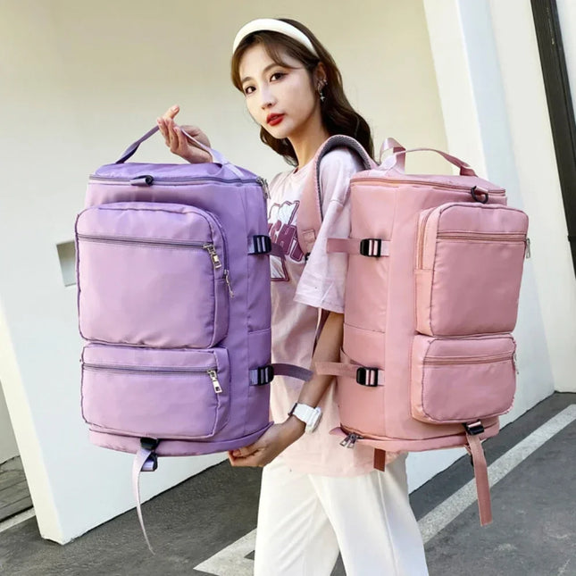 Women Large Travel Backpacks Waterproof Stylish Casual Daypack Bags with Luggage Strap Backpack Ladies Sports Yoga Luggage Bags