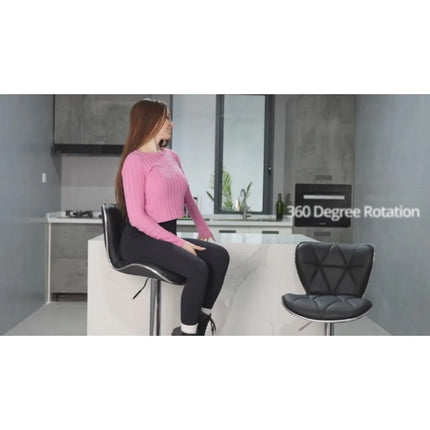 Adjustable Swivel Bar Stools Set of 4, Counter Height Bar Stools with Back, PU Leather Shell Back Tall Stools Set, Black