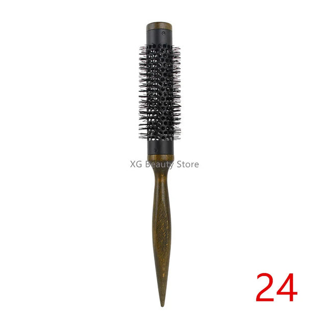 New 1/5pcs Wooden Round Barrel Hair Comb Hair Brush Nylon Comb Cylinder Curly Hair Comb Aluminum Tube Salon Hair Styling Tool