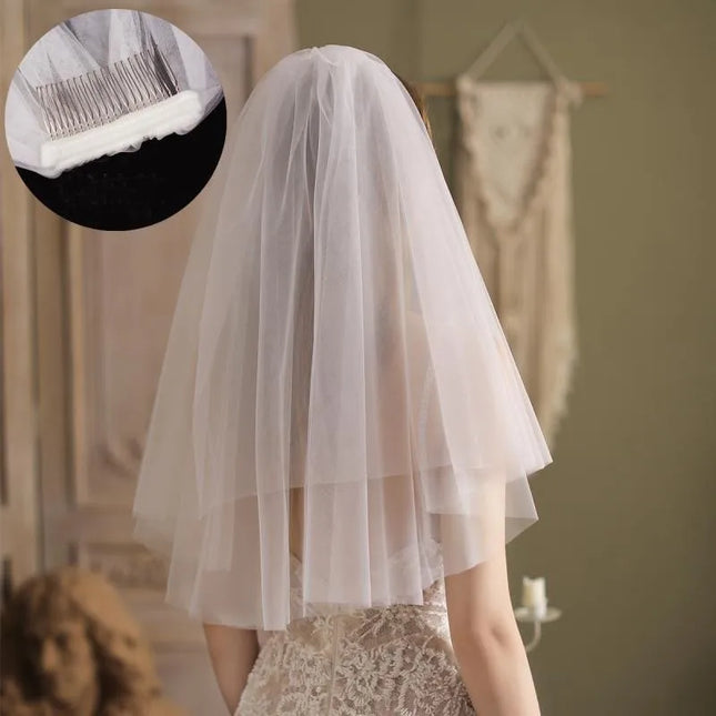 New Lace Bridal Veil 60*80cm Short Wedding veil Long section of soft Double layer wedding veil