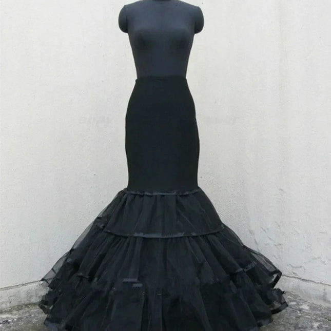 Black Mermaid Bridal Crinoline Wedding Fishtail  Petticoats Black Mermaid Bridal Crinoline  Tulle Floor Length UnderSkirt