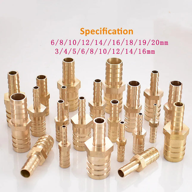 3-25mm 6mm 4mm 8mm 10mm Brass 2 Way Reducing Straight Hose Barb Barbed Pipe Fitting Reducer Copper Coupler Connector Adapter
