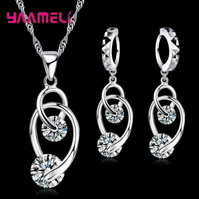 24 Designs Cubic Zirconia CZ Crystal Pure 925 Sterling Silver Jewelry Sets Accessories for Women Engagement Wedding Anniversary