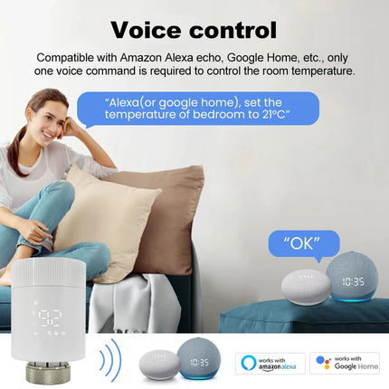 RKHK Tuya WiFi Smart Thermostat,TRV Thermostatic Radiator Valve Actuator Temperature Controller for Alexa,Google Home and Alice