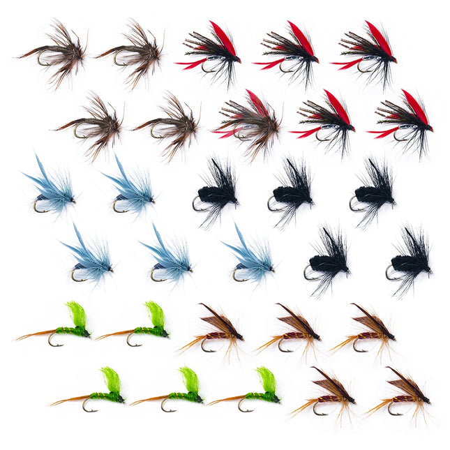 Goture 10/30pcs Fly Fishing Lure Wet Dry Flies Handmade Artificial Insect Bait High Carbon Steel Hook For Trout Fishing