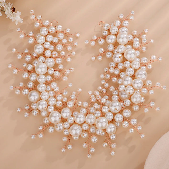 Trendy Handmade Pearl Bridal Headband Luxury Wedding Hair Accessories Bridesmaid Girls Head Jewelry for Women Headpiece Tiaras