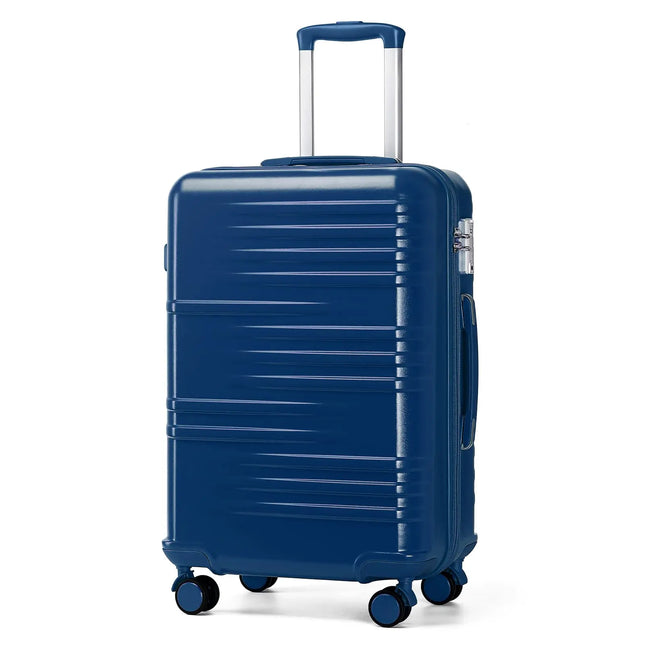British Traveller Lightweight PC Hard Shell Cabin Suitcase with 4 Spinner Wheels&3-Digit Combination Lock Carry-On Hand Luggage