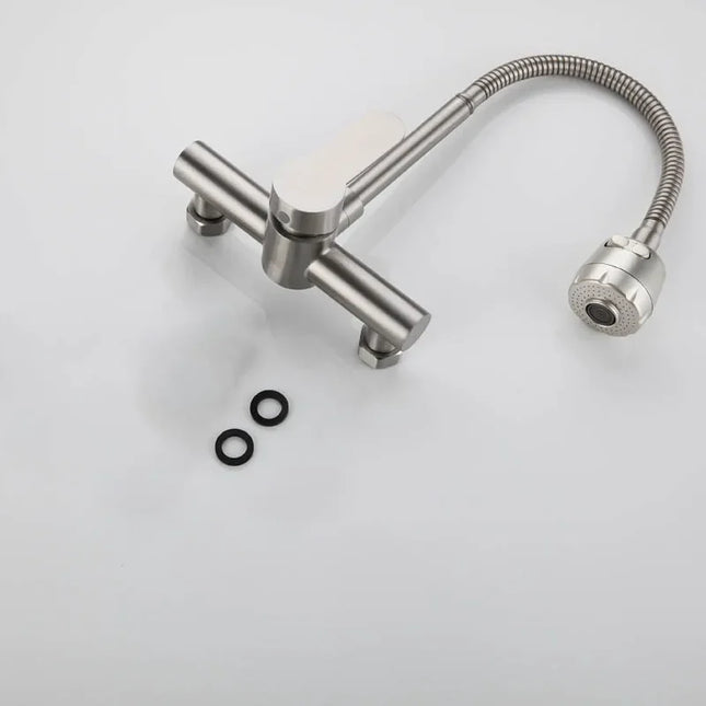 Kitchen Faucet 304 Stainless Steel Wall Mounted Tap Water Saving Bathroom Sink Cranes Gourmet Washbasin Mixing Switch