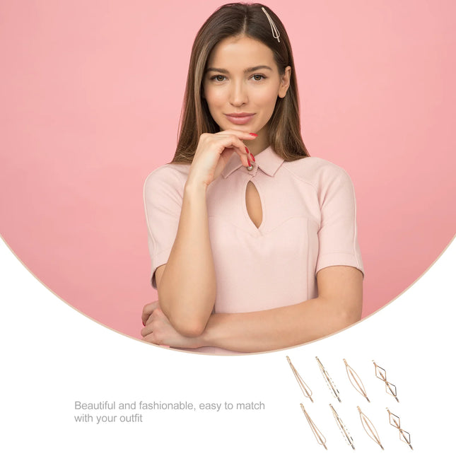 8pcs Golden Hairpin Elegant Metal Clip Headdress Barrette Girls Hairpins Bobby Pin Hairpin Accessories Hair Pins Stylish Hair
