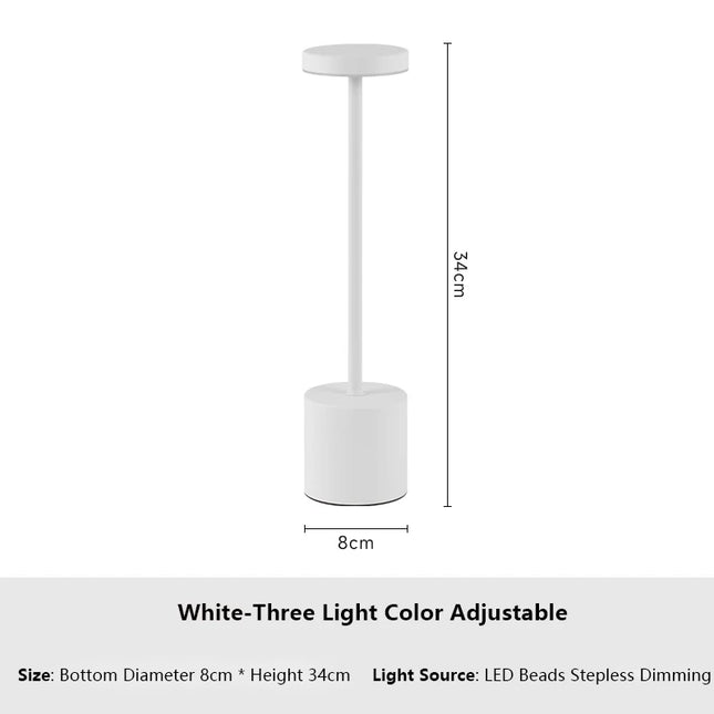 LED Touch Desk Lamp Rechargeable Metal Table Lights 3 Color Dimmable Bedside Modern Style Bedroom Bar Dinner Decor Lighting