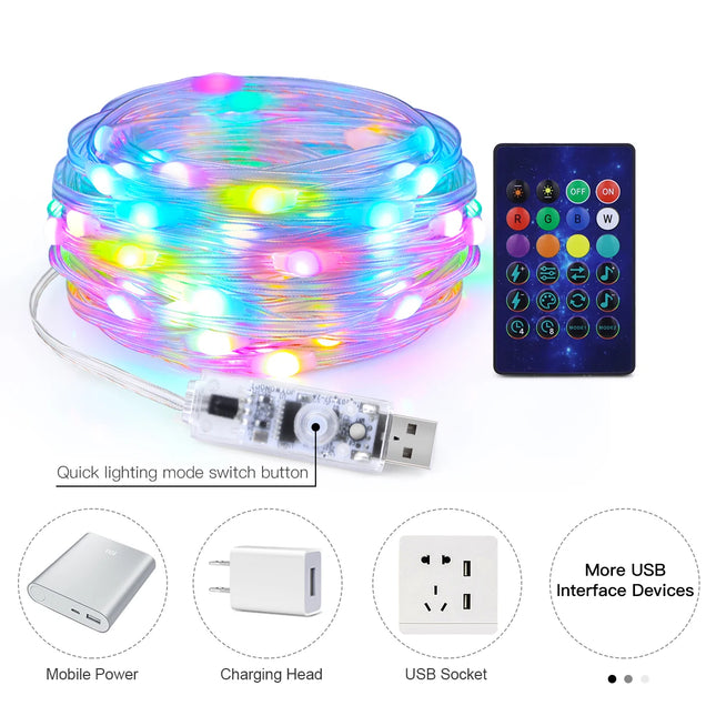 USB Remote Control Strip Light Birthdays Light String 5m 10m 20m WS2812B RGBIC Dreamcolor Bluetooth LED Chain Light Ambient Lamp