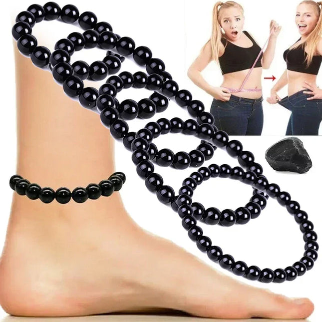 Black Obsidian Natural Stone Bracelets Fat Relief Promote Blood Circulation Anti Anxiety Weight Loss Bracelet Women Men Jewelrys