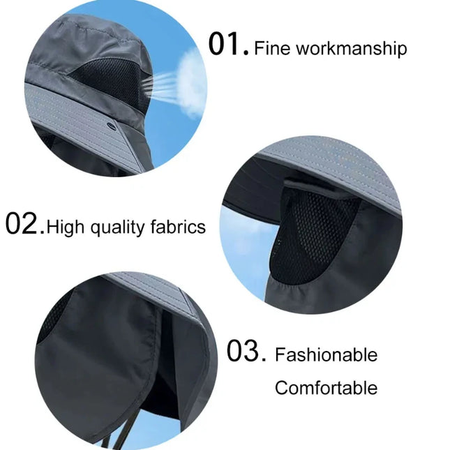 Outdoor Hunting Fishing Cap Breathable Sun Wide Brim UV Protection Fisherman Hat Hiking Fishing Visor Hat with Removable Mask