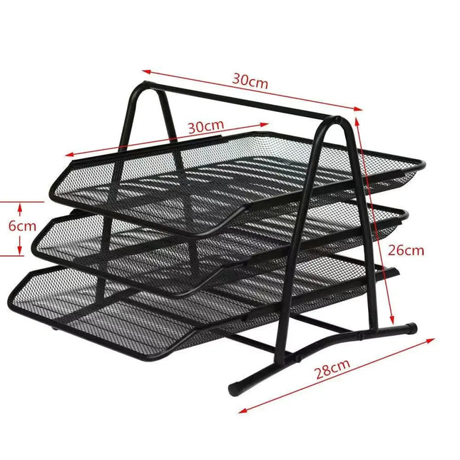 Office Supplies, Wire Mesh, Metal Three-layer File Rack, Data Tray Storage Rack, Data Tray Drawer Style