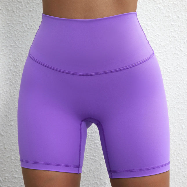 Solid Color High Waist Yoga Short Leg Women Fitness Sports Short  Cycling Comprehensive Training Jog Squat Proof Internal Pocket